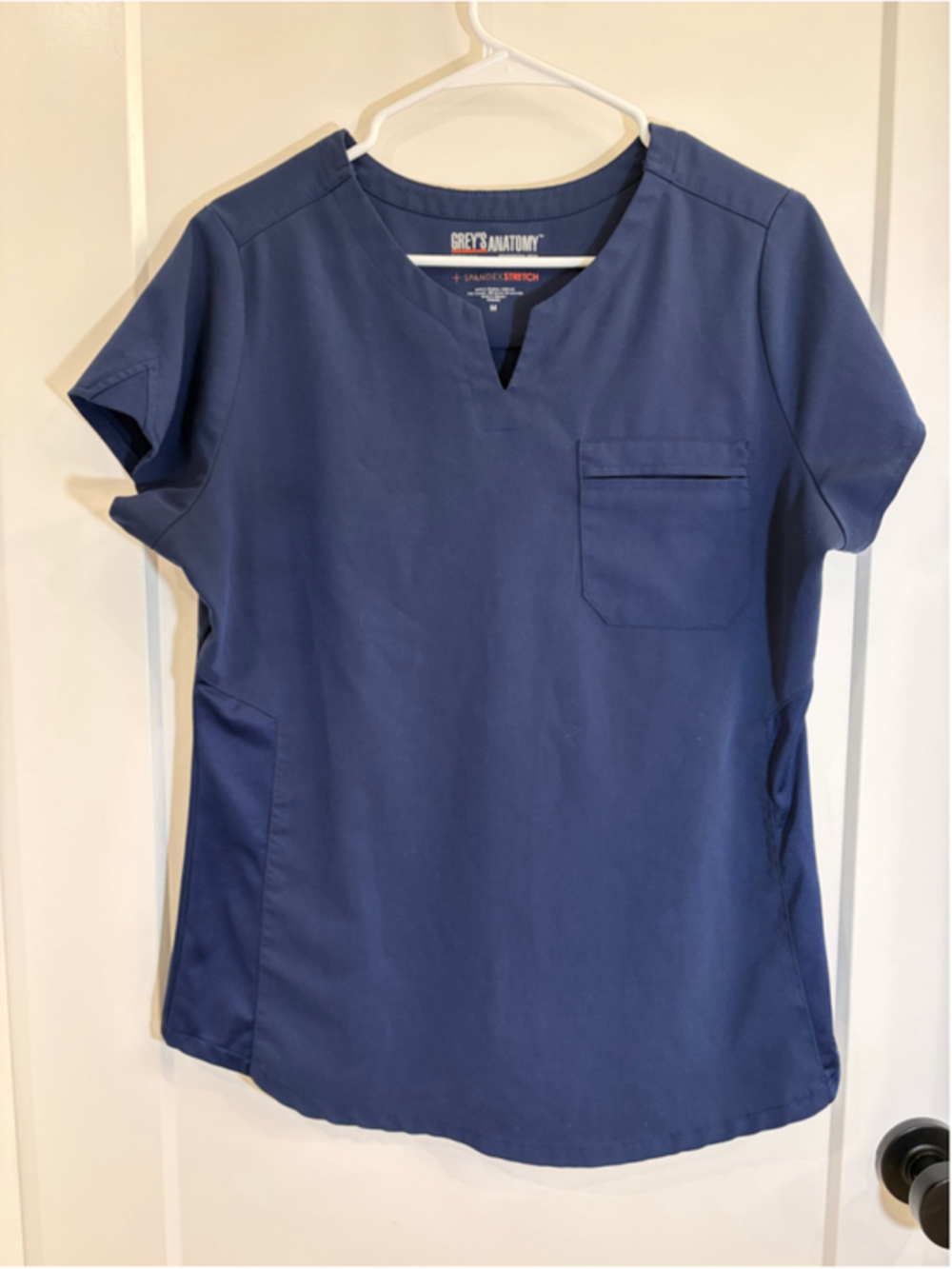 Grey’s Anatomy by Barco Spandex Stretch Navy Blue Scrub Top Medium M EUC